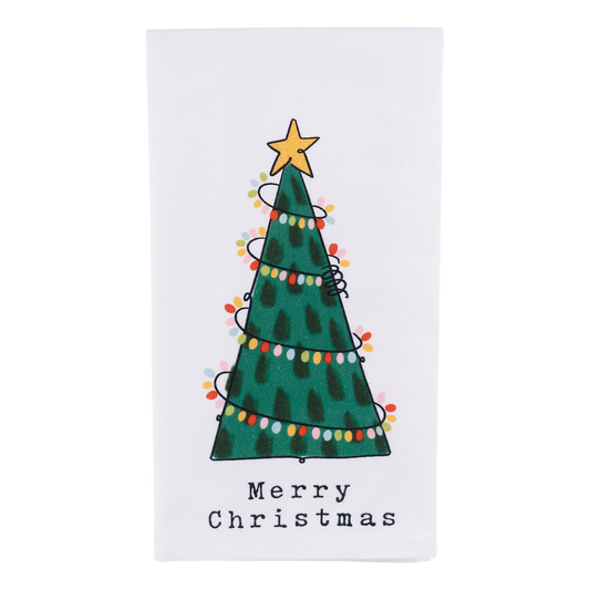 Merry Christmas Twinkle Light Tea Towel - Holiday Decor