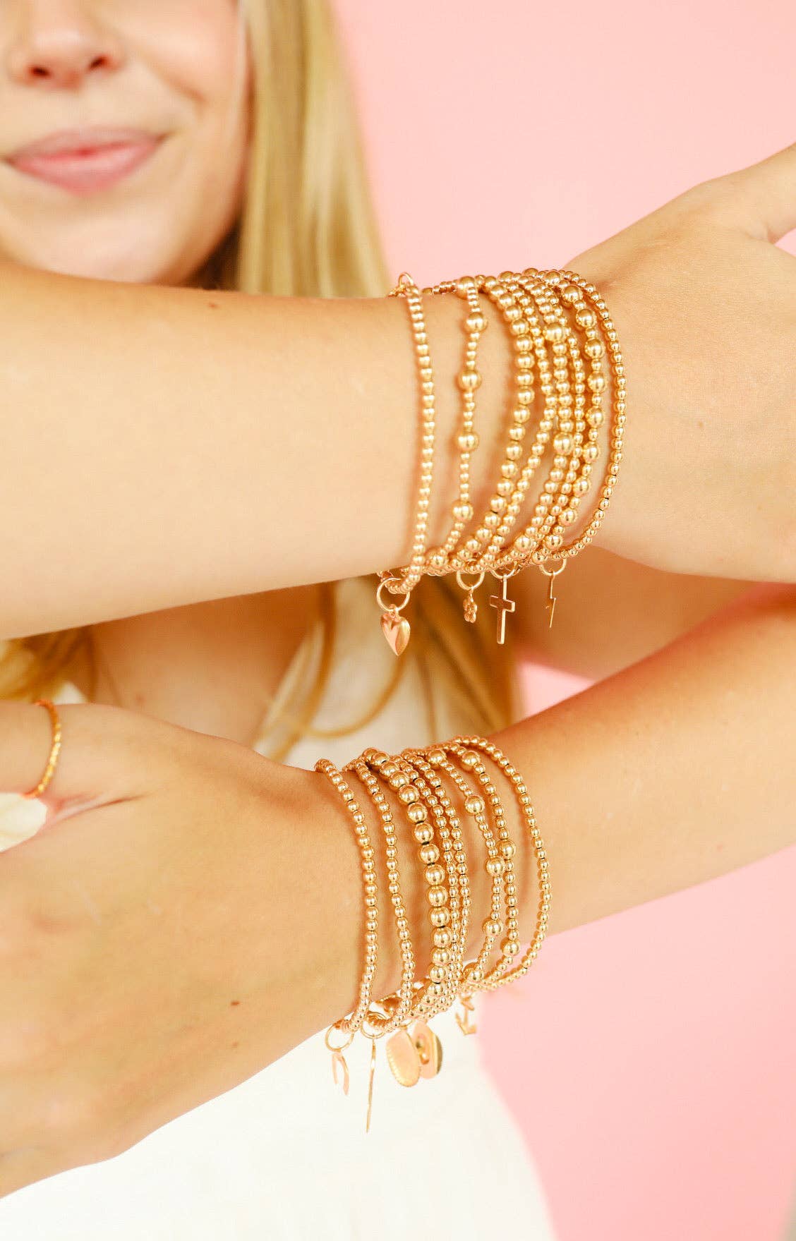 Cross Gold Charm Bracelet: Standard 6.75 inch