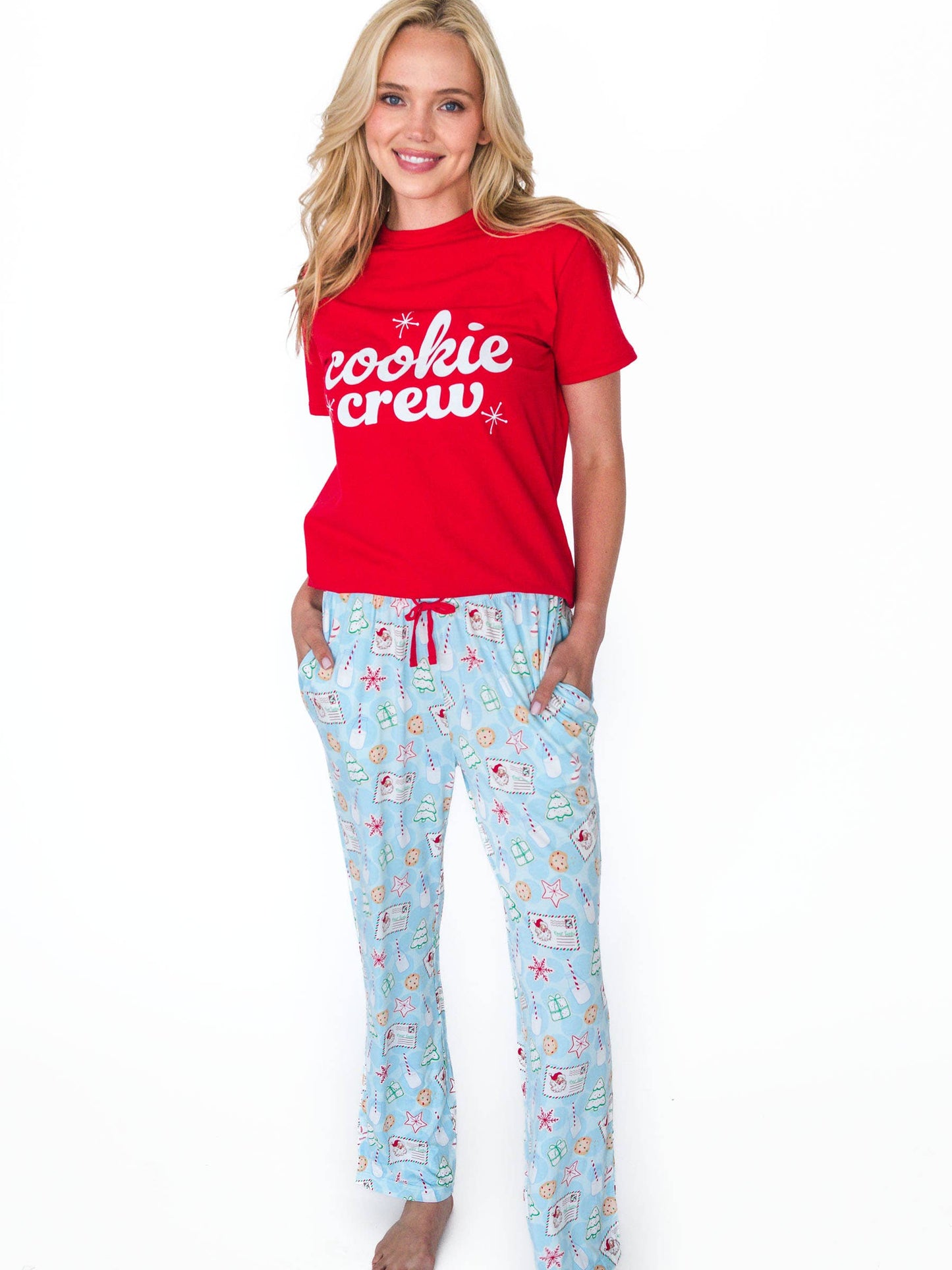 SoftSnooze™ Adult Bamboo Viscose Santa Sweets Pajama Pants: Blue Adult M