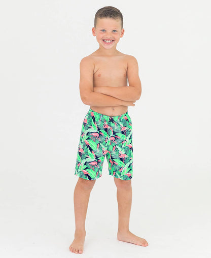 Flamingo Frenzy Swim Trunks: 7 / Multi-Color