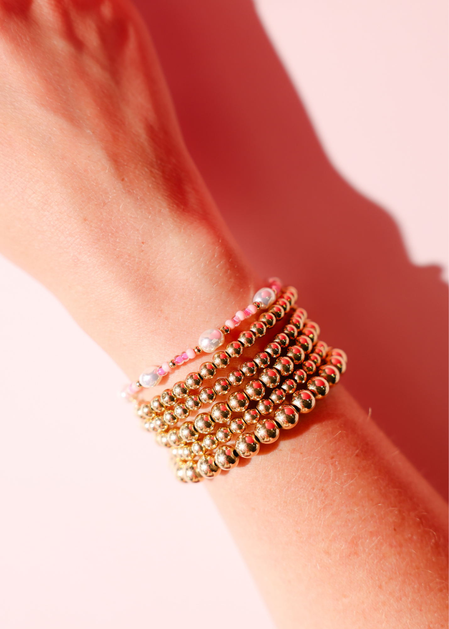 Flamingo Sprinkle Pearl Bracelet: Standard 6.75 inch