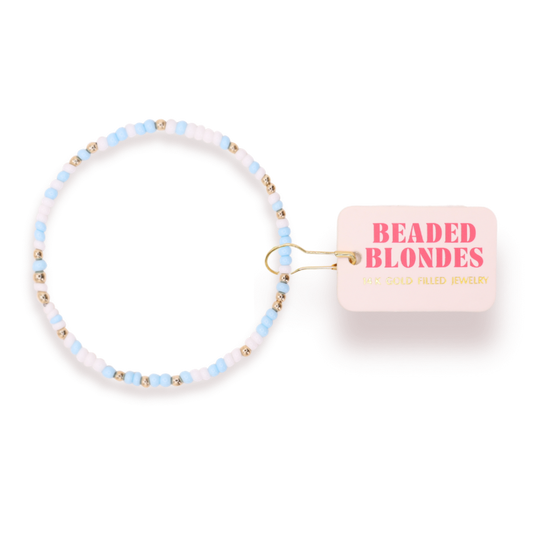 Powder Blue & Luster White Sprinkle Bracelet: Standard 6.75 Inch