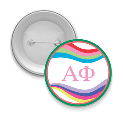 Sorority Button - Retro Wave Design: 3" Round / Kappa Delta