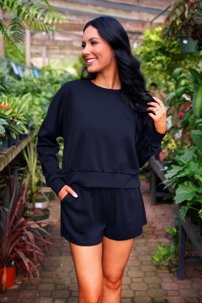 Luna Luxe Pullover Set- Navy: Navy / Small