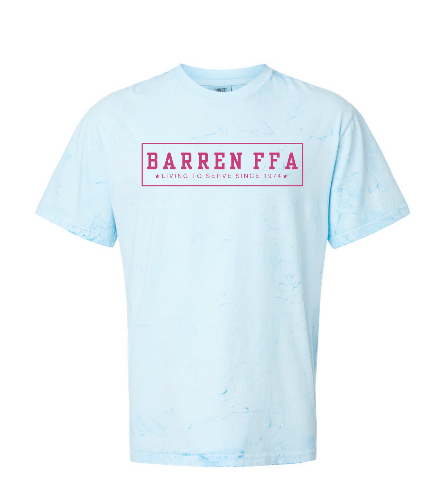 Barren Block Comfort Colors Tee- Blue/Pink