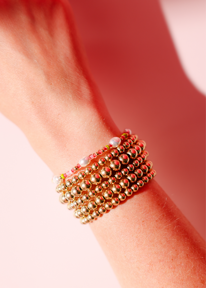 Watermelon Sprinkle Pearl Bracelet: Standard 6.75 inch