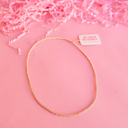 3MM Gold Beaded Necklace: 14 inch / No Clasp