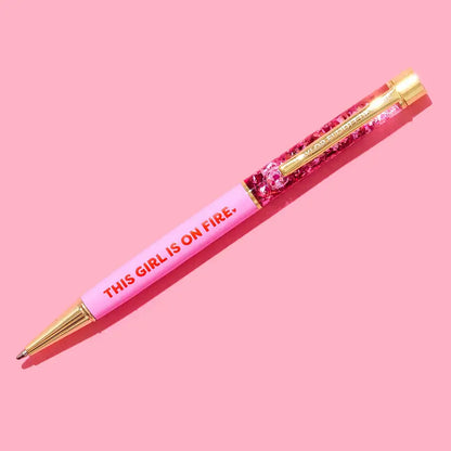 Pen - "This Girl is on Fire" -Pink w/Pink Confetti