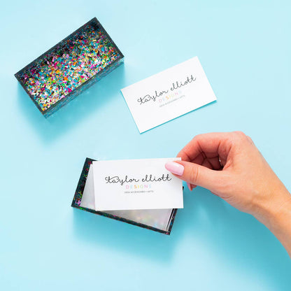 Acrylic Business Card Holder - Colorful Confetti