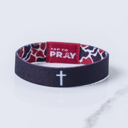 Tap To Pray™ Wristbands - Team Camo - Maroon & Black: Medium