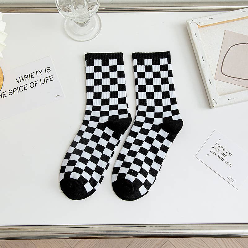 Checkered Socks: Black & White
