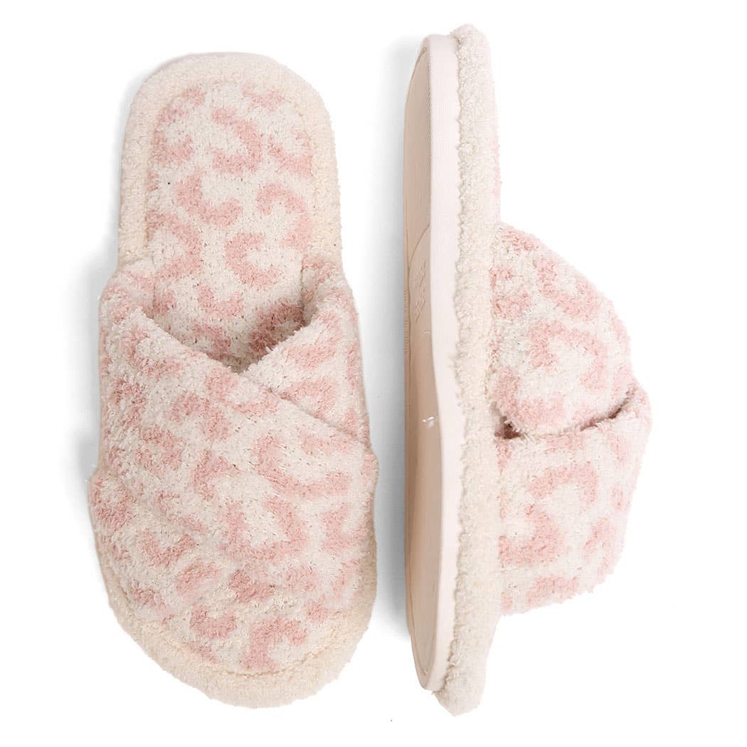 Luxury Soft Crossover Leopard Pattern Slipper: BLACK / M/L