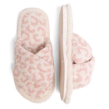 Luxury Soft Crossover Leopard Pattern Slipper: BLACK / M/L