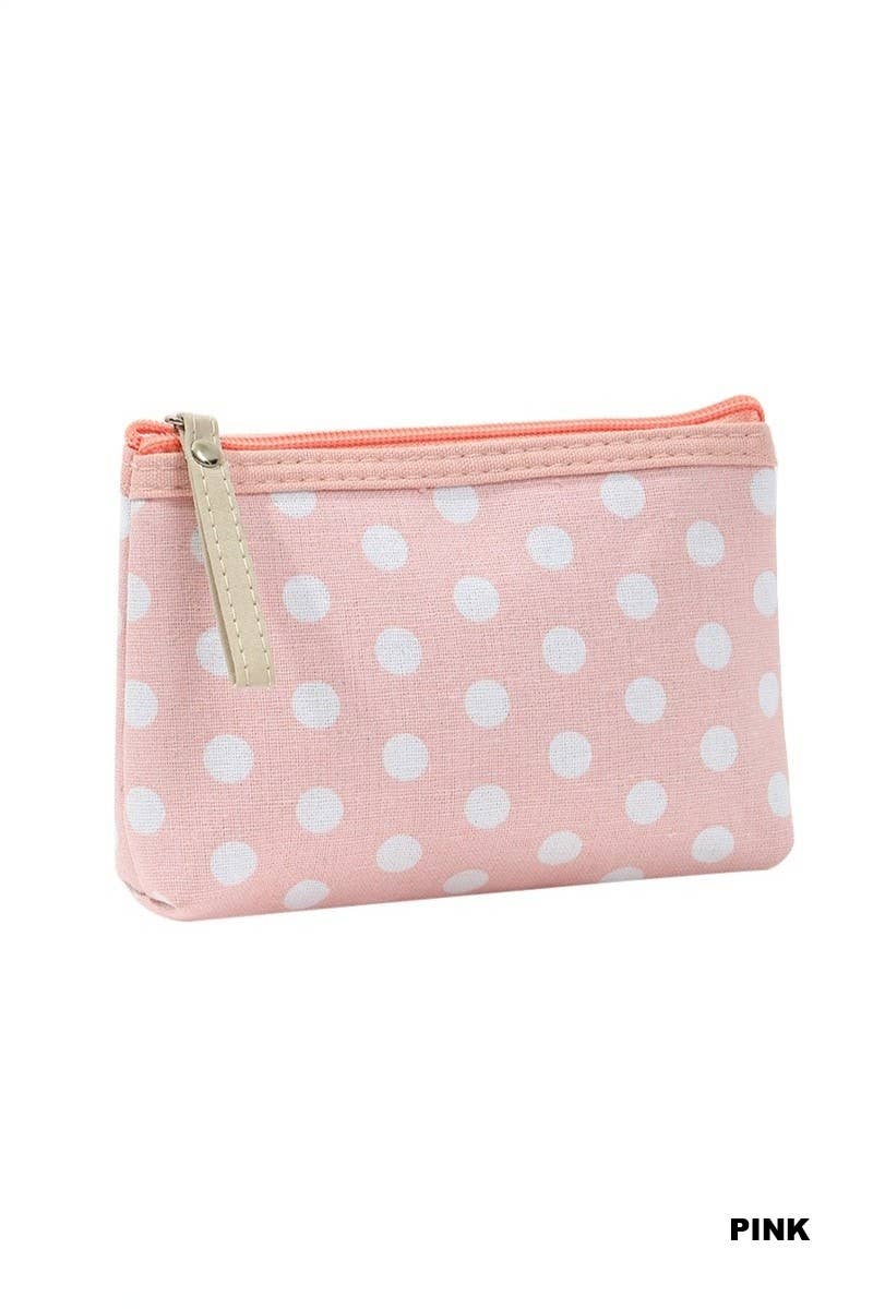 Polka Dot Cosmetic Clutch: Light Pink