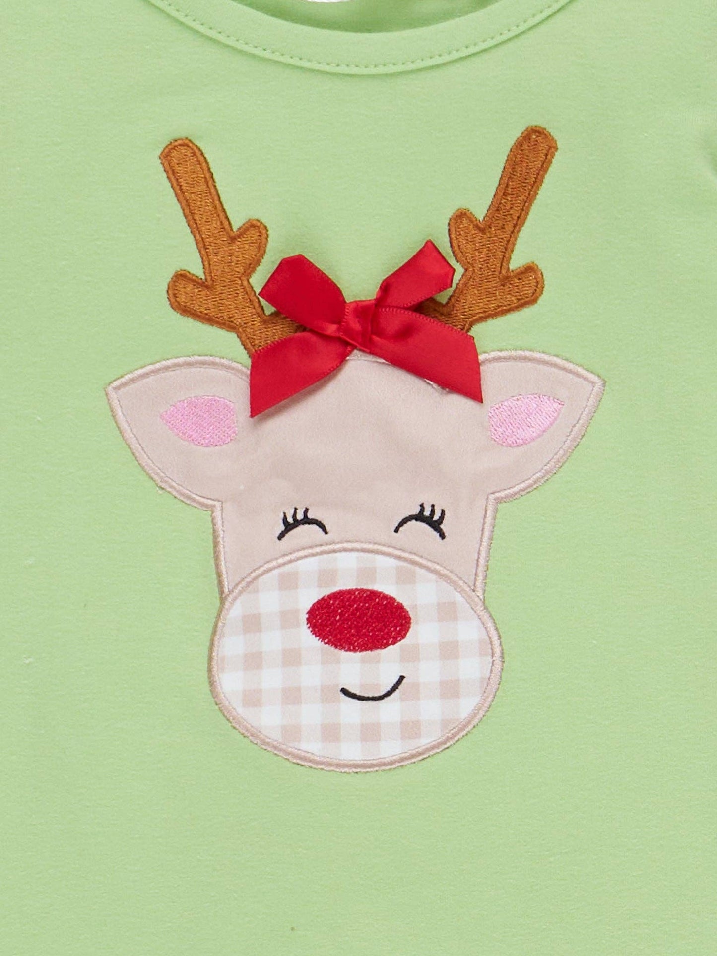 Reindeer Smile Embroidered Ruffle Outfit: L(4yrs)