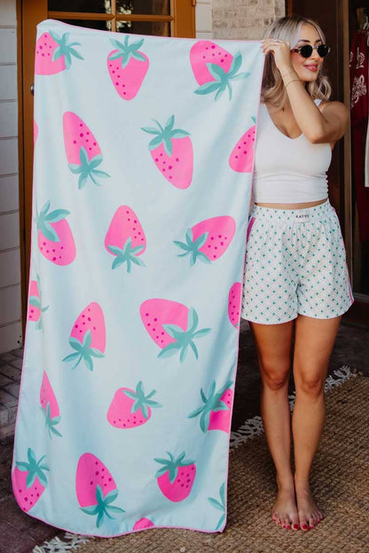 Subtle Strawberry Microfiber Towel: Light Pink