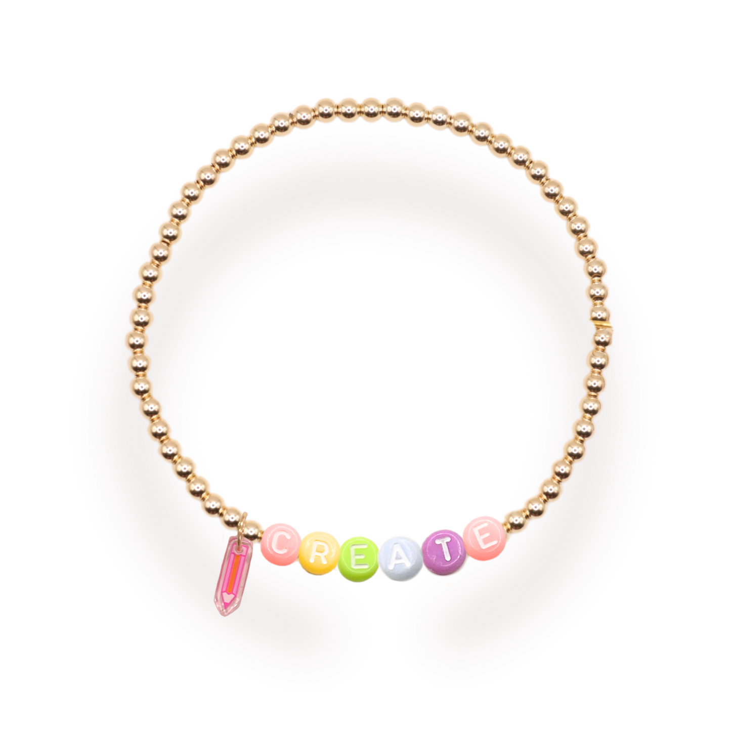 Rainbow Create Pencil Charm Bracelet: Standard 6.75 inch / White Sprinkle