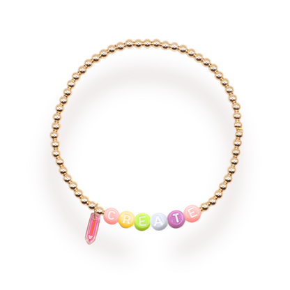Rainbow Create Pencil Charm Bracelet: Standard 6.75 inch / White Sprinkle