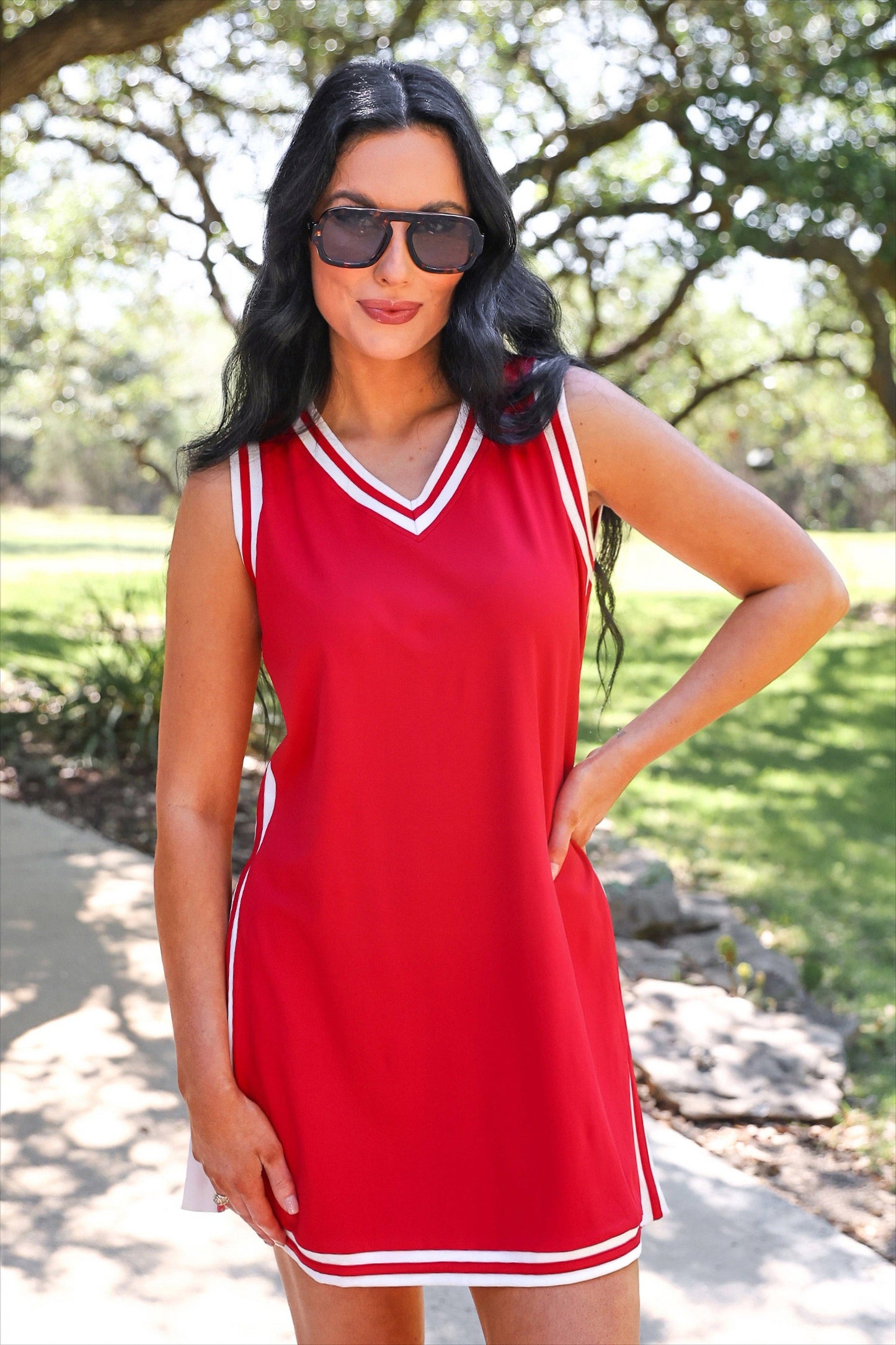 Sideline Tunic Biker Set- Red: Red / Small