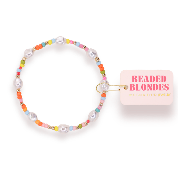 Snowcone Sprinkle Pearl Bracelet: Standard 6.75 inch