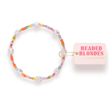 Snowcone Sprinkle Pearl Bracelet: Standard 6.75 inch