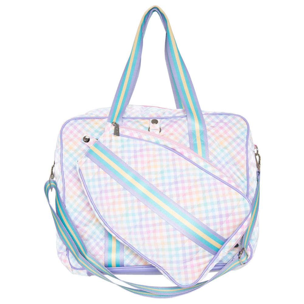 Rainbow Gingham Pickleball Paddle Bag: Rainbow