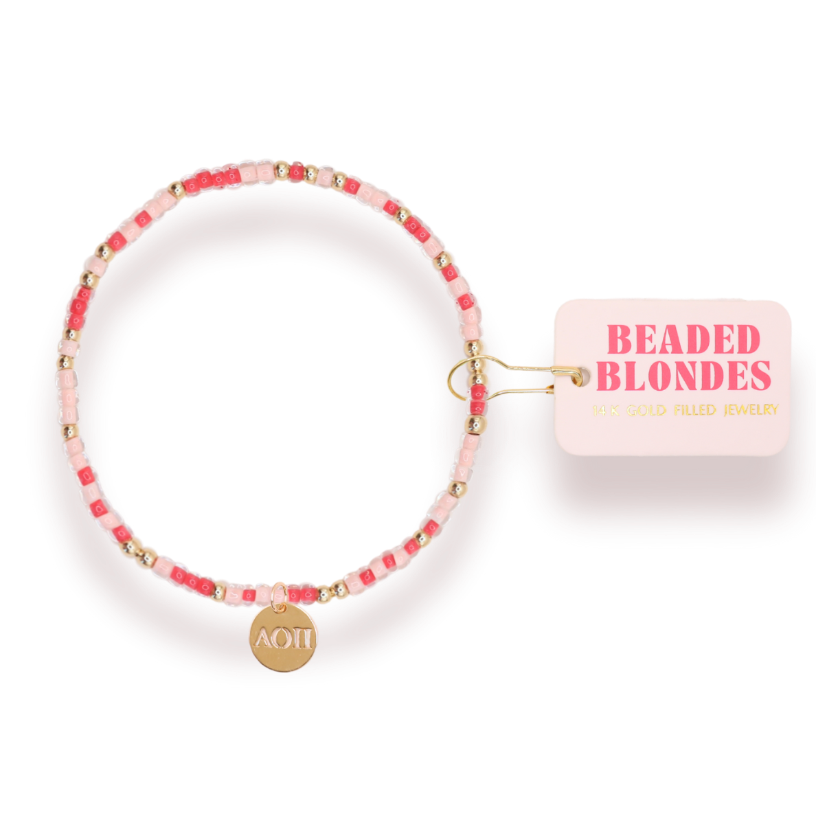 Alpha Omicron Pi Sprinkle Charm Bracelet: Standard 6.75 inch