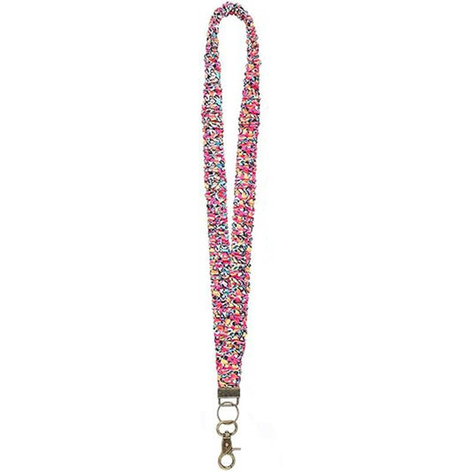 Vibrant Color Floral Fabric Lanyard