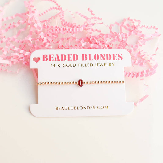 Football BB Bead Bracelet: Standard 6.75 inch