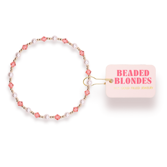 Pink Pearl June Bracelet: Standard 6.75 Inch