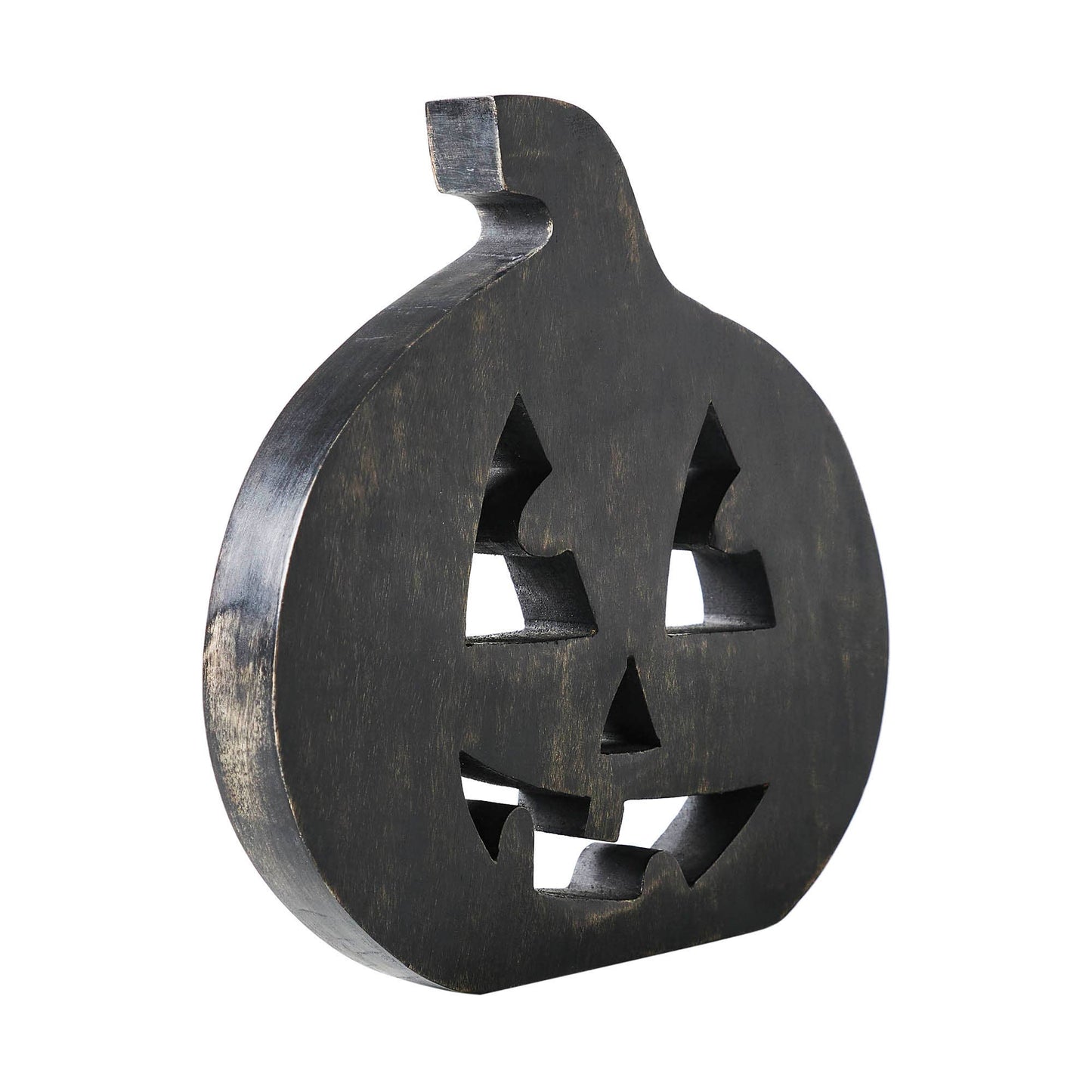 Jack O' Lantern Black Wood Decor 8x8.25x1