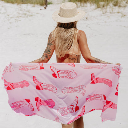 Boots & Stars Quick Dry Towel: Light Pink