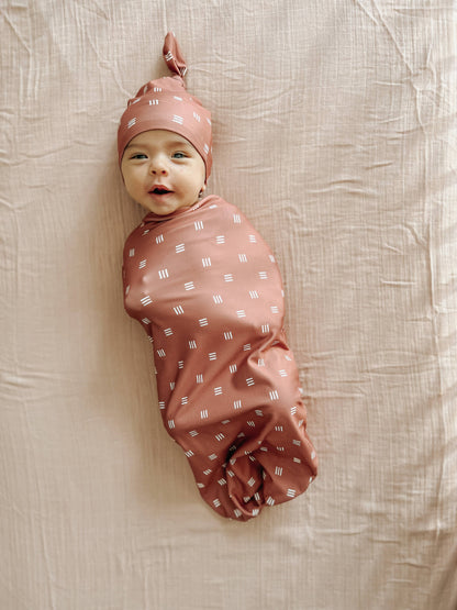 Cutie Cocoon™ Matching Cocoon & Hat Sets: Terracotta Grid
