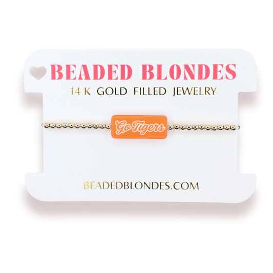 Go Tigers Block Bracelet on Gold: Standard 6.75 Inch