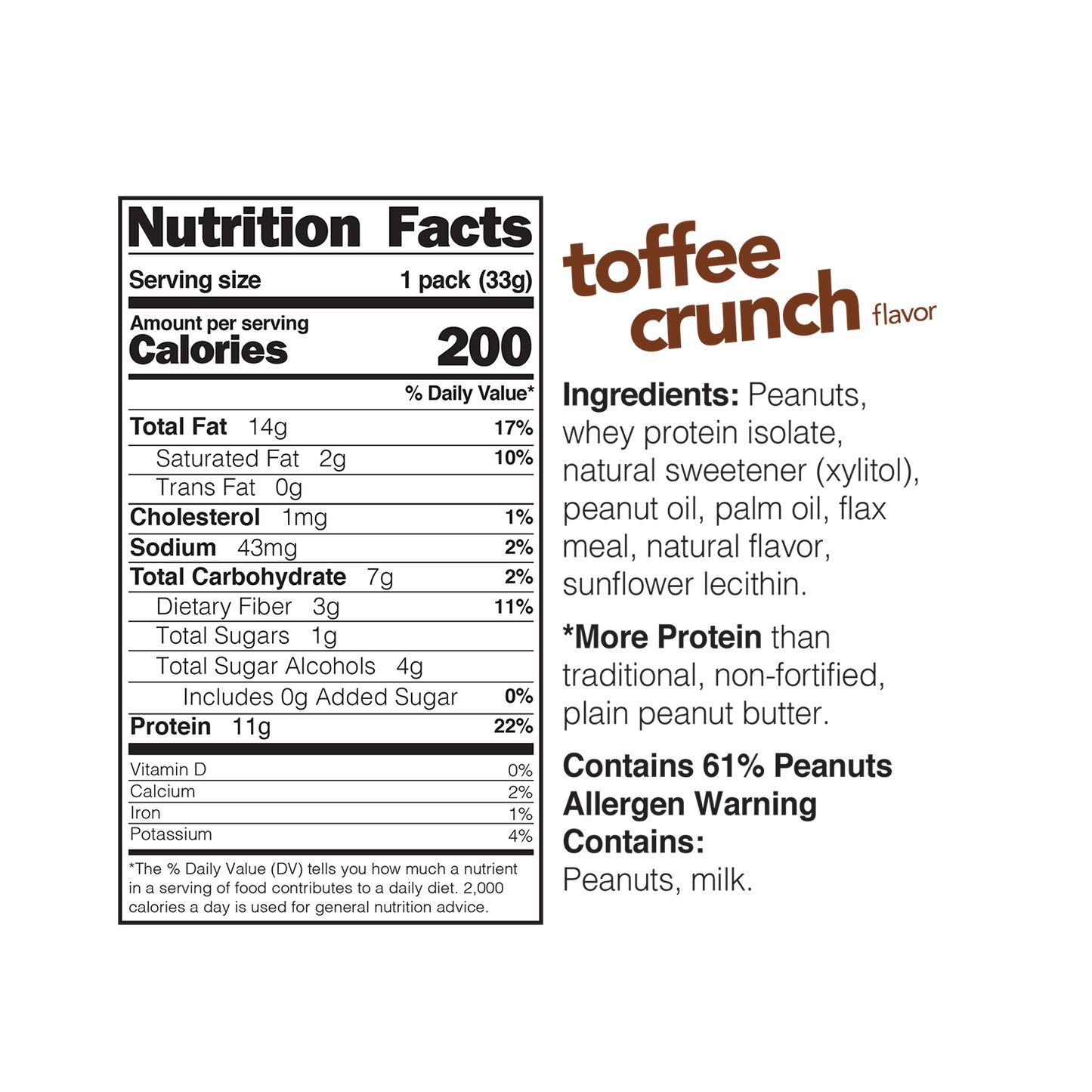 Toffee Crunch High Protein Peanut Butter Spread Snack Size