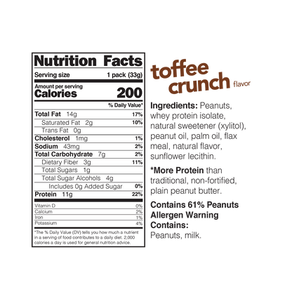 Toffee Crunch High Protein Peanut Butter Spread Snack Size