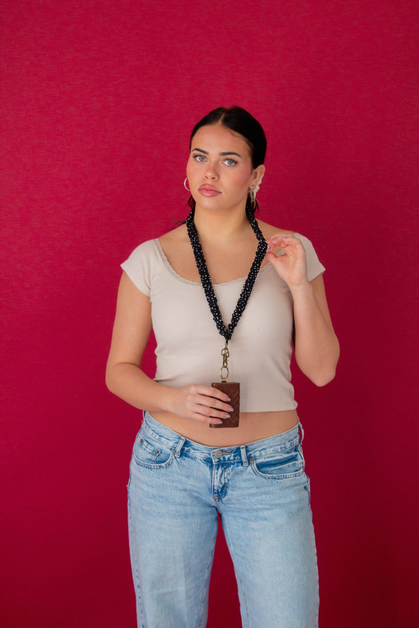 Black Polka Dot Lanyard