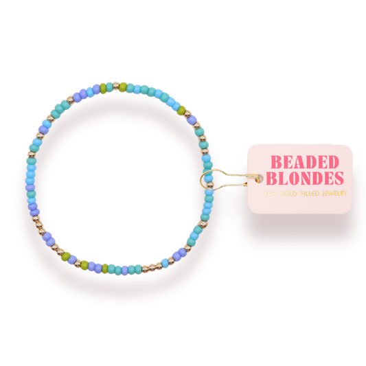Blues and Green Sprinkle Anklet: Standard 9 inch