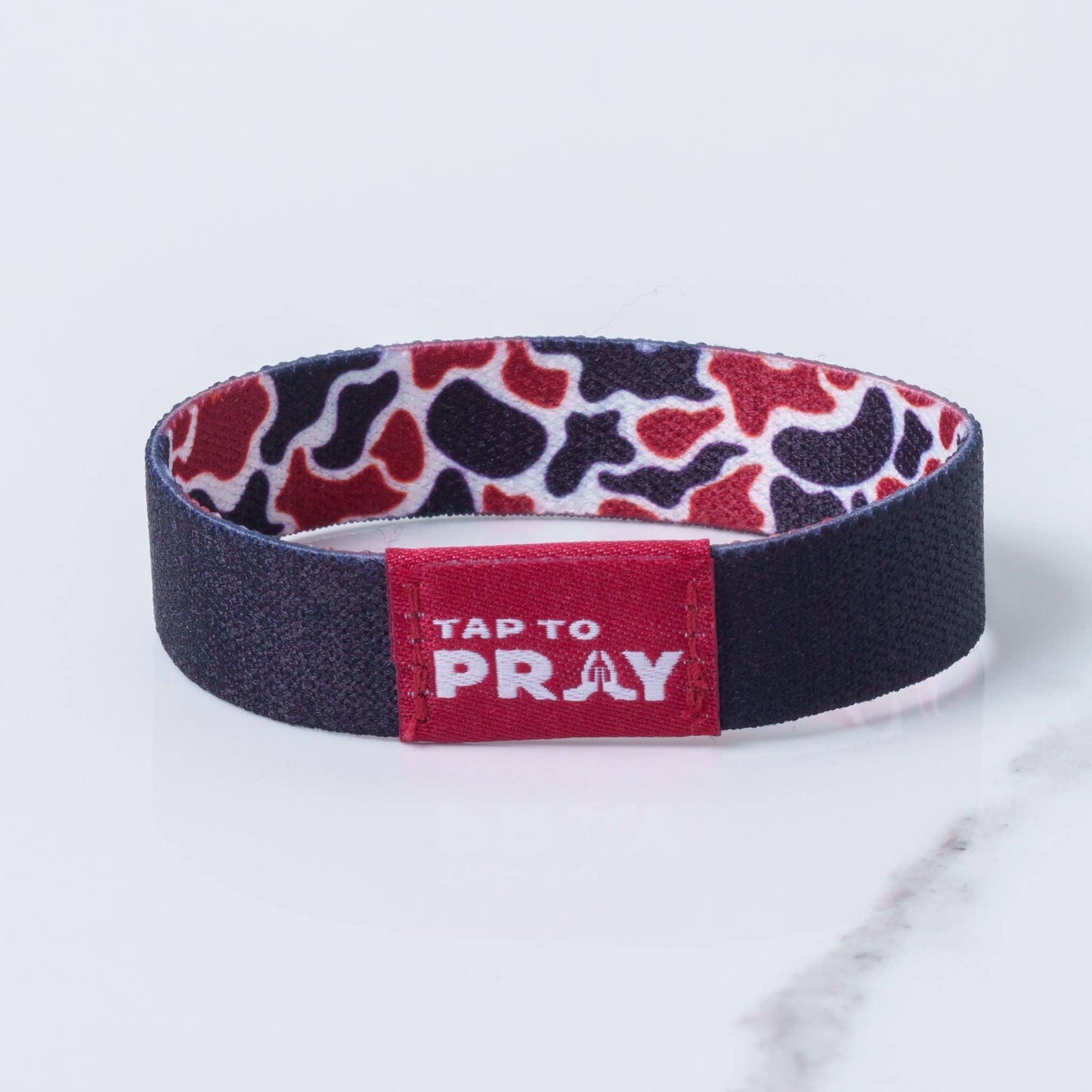 Tap To Pray™ Wristbands - Team Camo - Maroon & Black: Medium