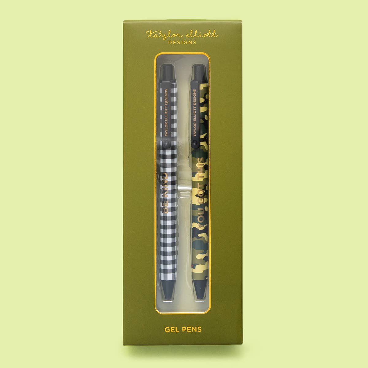 Gel Pen Set - Camo+ Gray Gingham