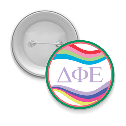Sorority Button - Retro Wave Design: 3" Round / Alpha Omicron Pi