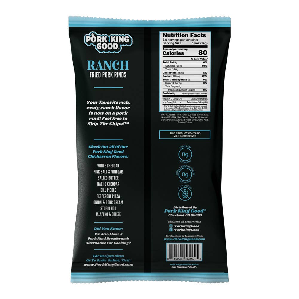 Pork King Good Ranch Pork Rinds  1.75oz Bag