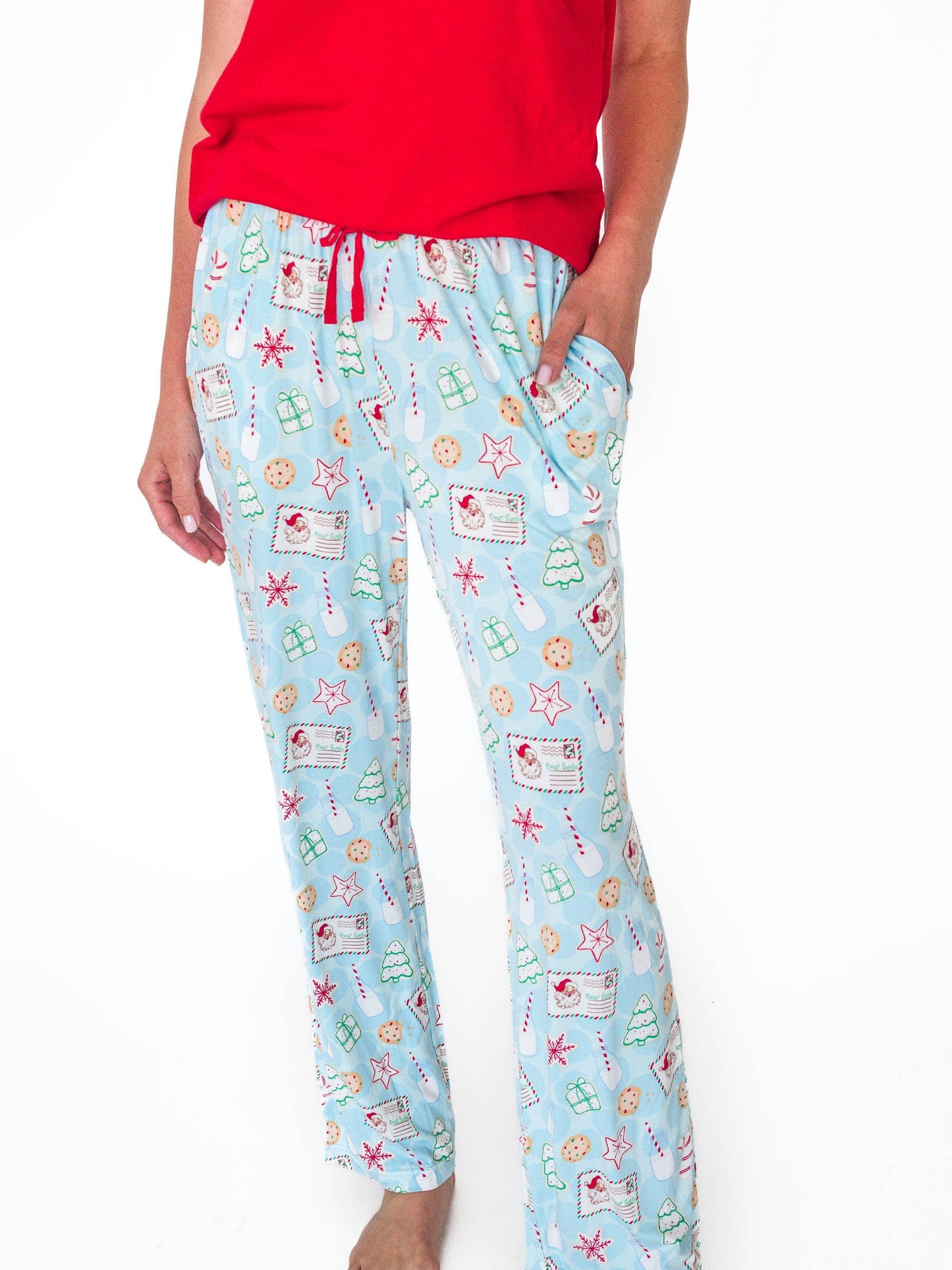 SoftSnooze™ Adult Bamboo Viscose Santa Sweets Pajama Pants: Blue Adult XXL