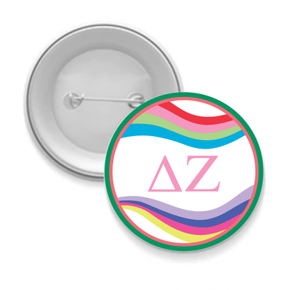 Sorority Button - Retro Wave Design: 3" Round / Delta Zeta