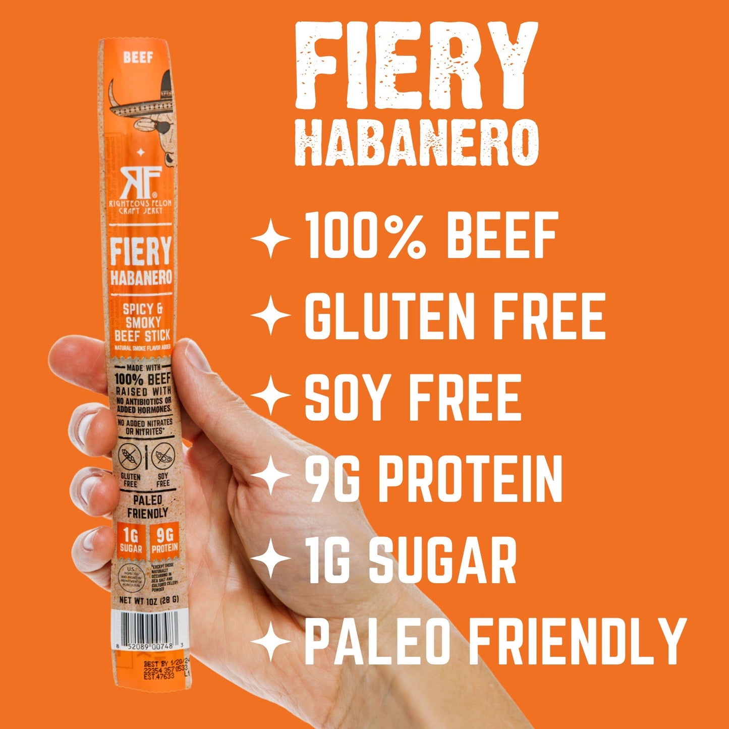 Righteous Felon Fiery Habanero Beef Stick 1oz
