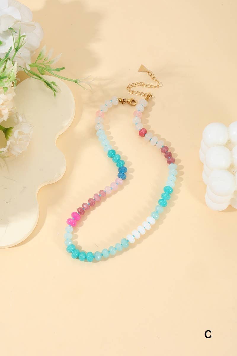 Trendy Natural Agate Gemstone Necklace: Blue Jade