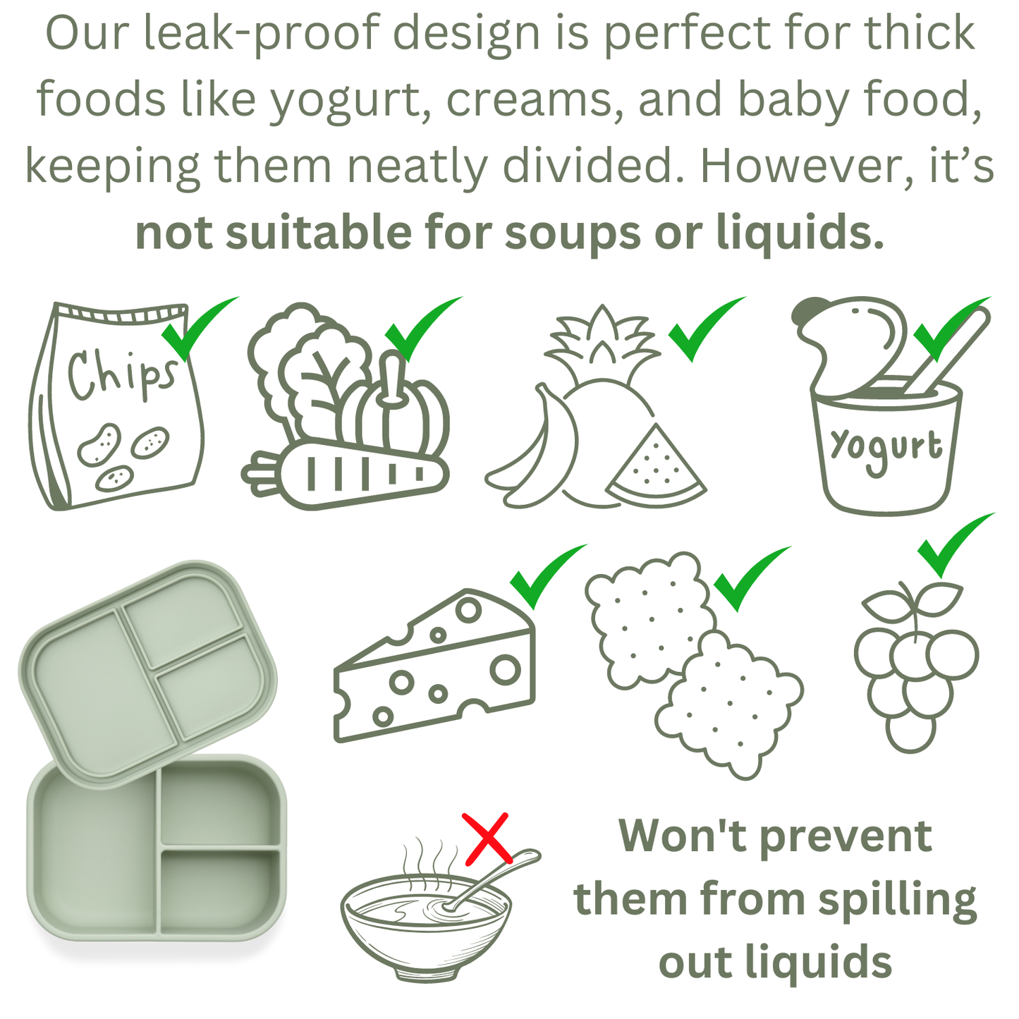 Leakproof Silicone Bento Box (Pine)