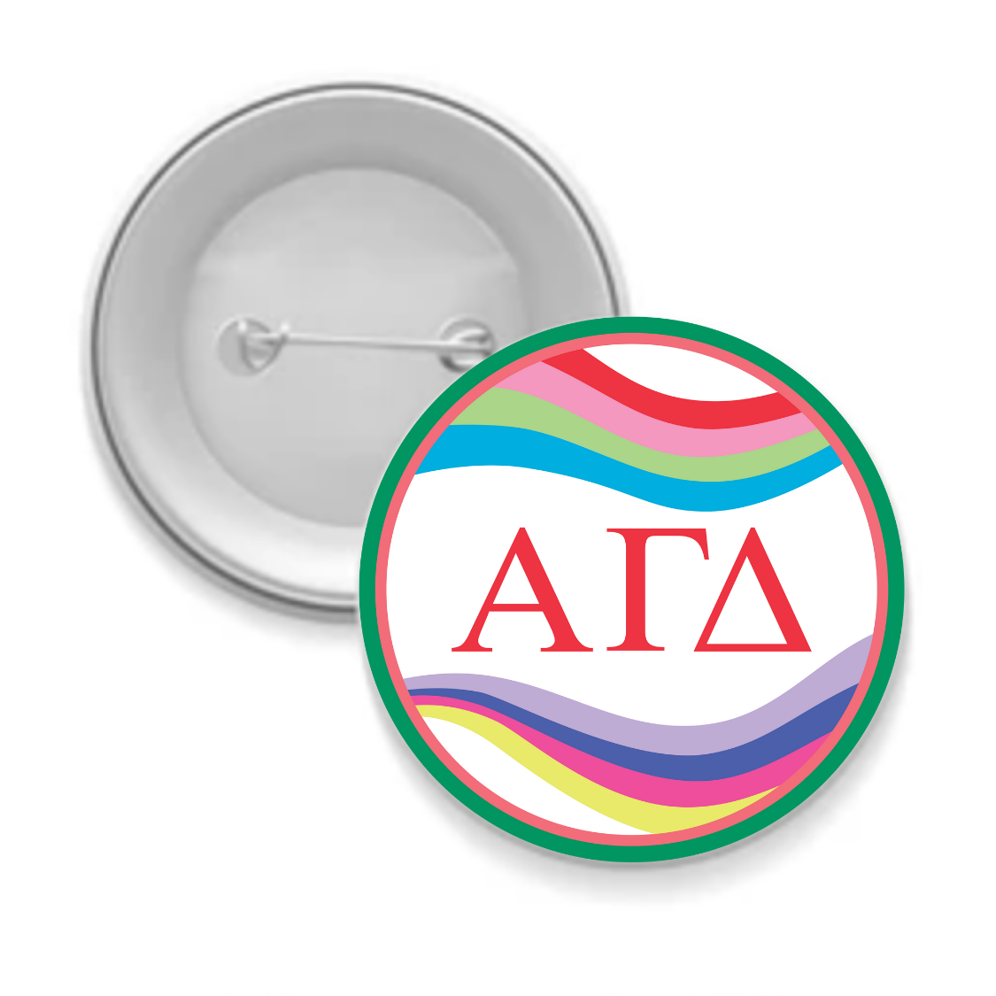 Sorority Button - Retro Wave Design: 3" Round / Delta Zeta