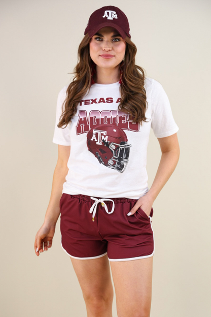 True Maroon Drawstring Everyday Shorts: Maroon