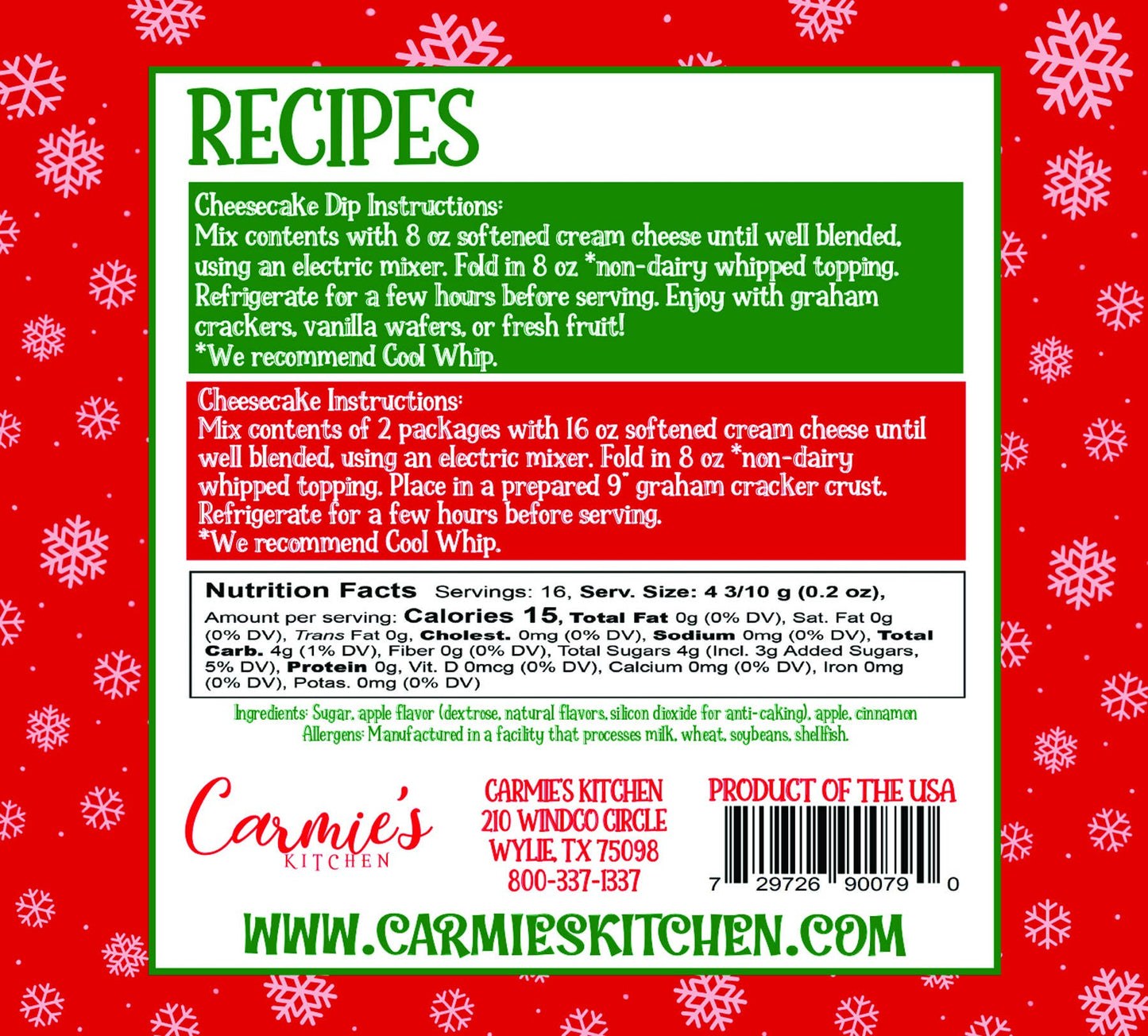 Jolly Apple Crumble Cheesecake Dip Mix - Holiday Collection